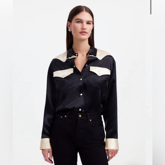 Alexa Chung Tops - Alexa Chung/Madewell Satin Western Shirt